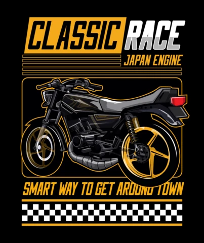 Modello di design per maglietta con motore giapponese da gara classica