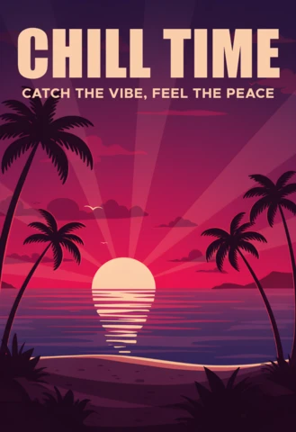 Chill Time Sunset Design Template for Relaxing Flyer