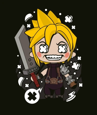 Cloud Strife Final Fantasy Pop Culture T-Shirt Design Template
