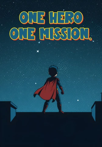 One Hero One Mission Rooftop Silhouette Under Starry Night Sky Poster Design Template