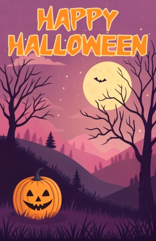 Spooky Halloween Pumpkin Design Template for Posters