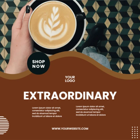 Straordinario modello di design per post Instagram sul caffè
