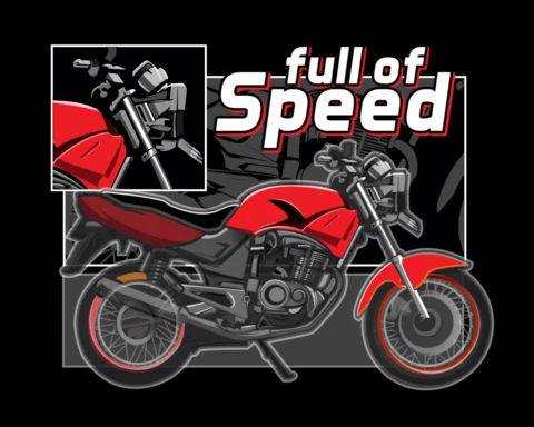 Full Of Speed Motorcycle T-shirt Design Template