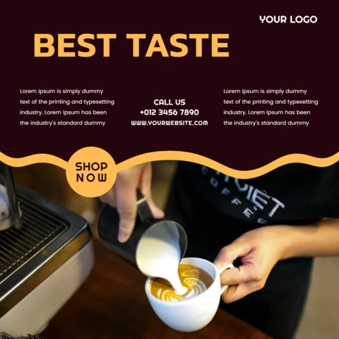 Best taste coffee plantilla de diseño de post de instagram
