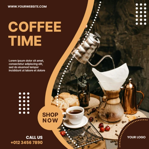 Plantilla de diseño de post de instagram de venta de café