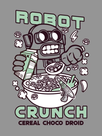 Robot Breakfast Cartoon T-Shirt Design Template