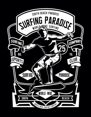 Surfing Paradise T-shirt Design Template
