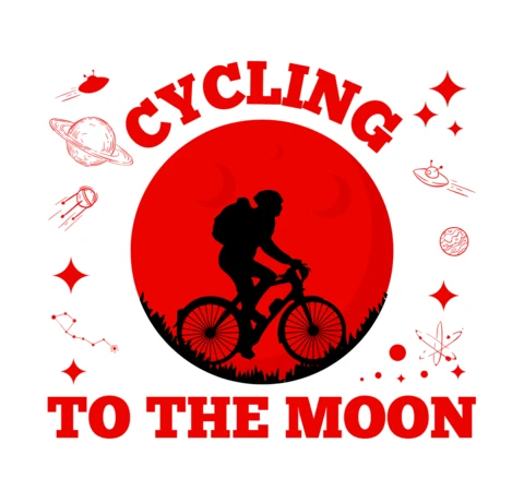 Cycling To The Moon T-shirt Design Template
