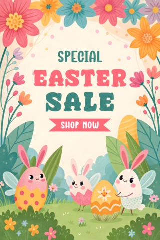 Plantilla de diseño de venta de Pascua caprichosa para promociones festivas