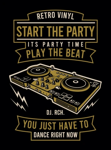 Modèle de conception de t-shirt en vinyle rétro pour démarrer la fête