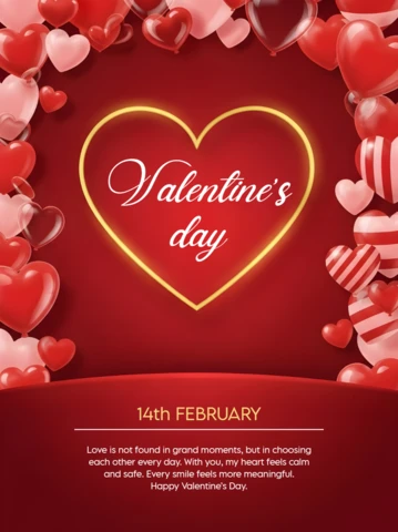 Valentine's Day Heart Design Template for Greeting Cards