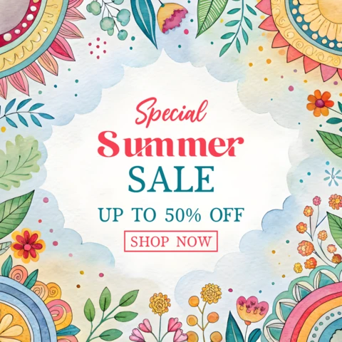 Plantilla de diseño de acuarela para venta de verano - promoción floral editable