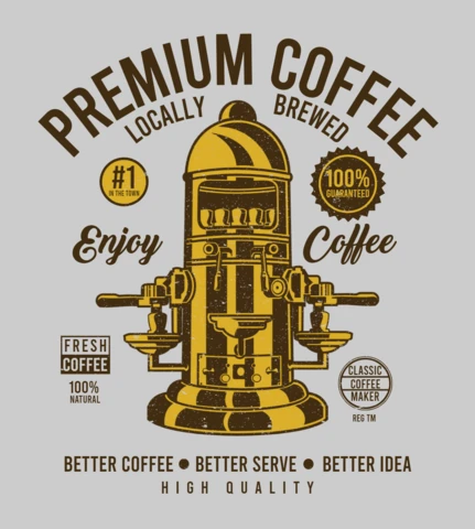 Premium kaffeemaschine t-shirt design vorlage