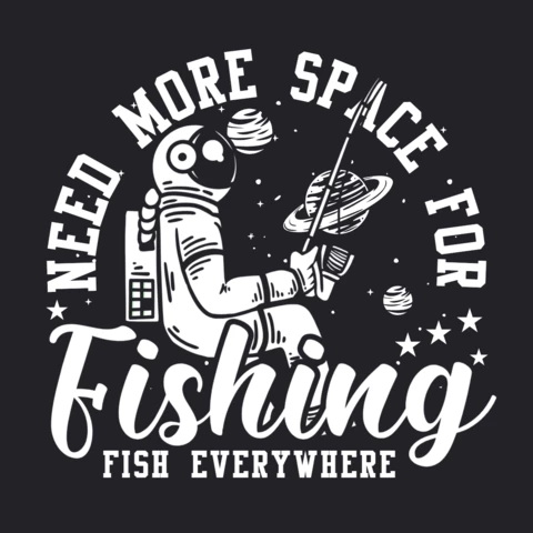 Astronaut Fishing Vintage T-Shirt Design Template