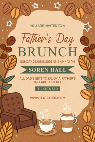 Cozy Father's Day Brunch Invitation Template | Warm & Artistic Design