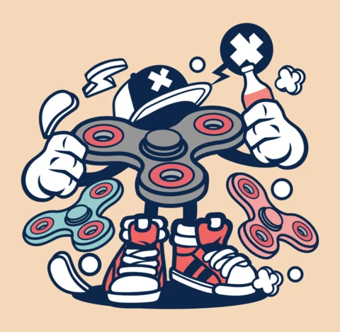 Hand Spinner Cartoon Character Design Template