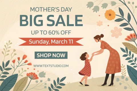 Plantilla de diseño de venta para el Día de la Madre - estilo de ilustración floral para promociones