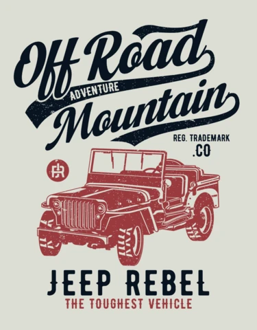 Off Road Adventure Mountain Jeep Rebel T-shirt Design Template