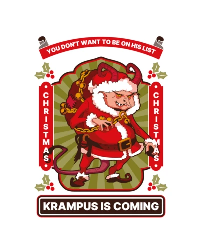 Krampus is coming modelo de design de camiseta engraçada de desenho animado de Natal