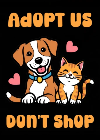 Template de design para adoção de pets brincalhões para panfletos e merchandising