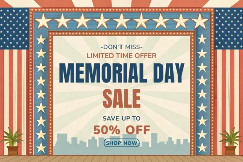 Patriotic Memorial Day Sale Template - Editable Vintage Design for Promotions
