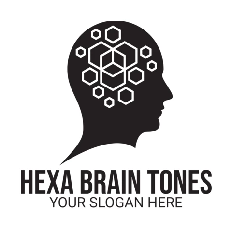 Hexagon Brain Tones Logo Design Template