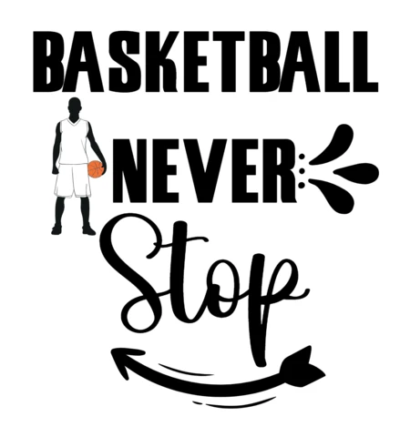 Plantilla de diseño de camiseta Basketball never stop