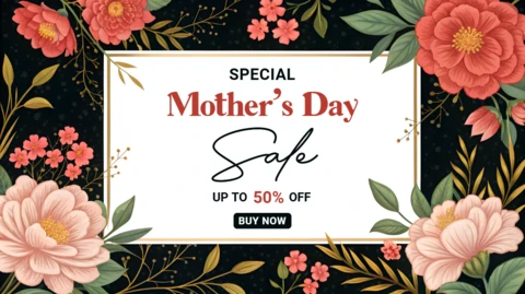 Elegant Floral Mother's Day Sale Template Design - Editable Promotion Banner