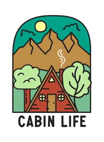 Modèle de badge "Cabin life adventure" (vie en cabane)