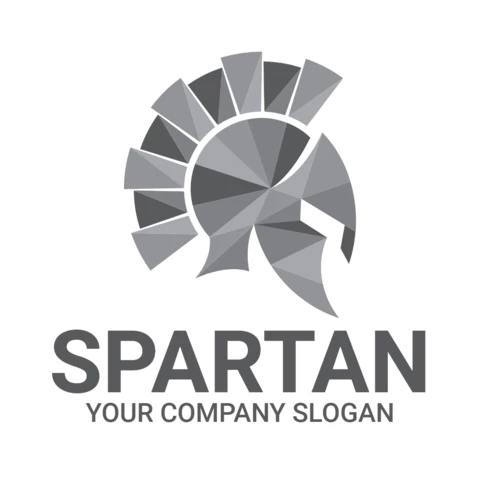 Spartan Warrior Helmet Color Logo Design Template