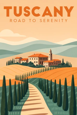Tuscany Landscape Design Template for Travel Posters
