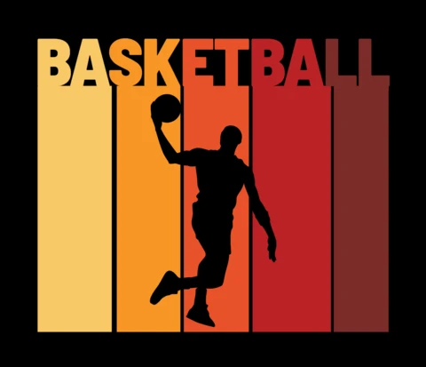 Modello di design di maglietta per uomo che gioca a basket
