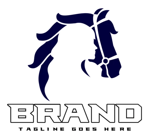 Lady horse plantilla de diseño de logotipo