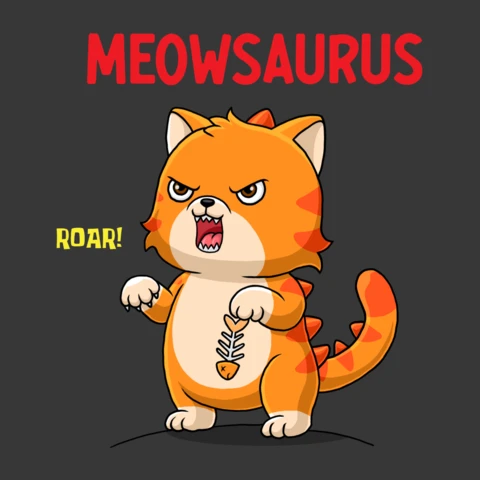 Meowsaurus Editable Template With Funny Angry Cat For Merch