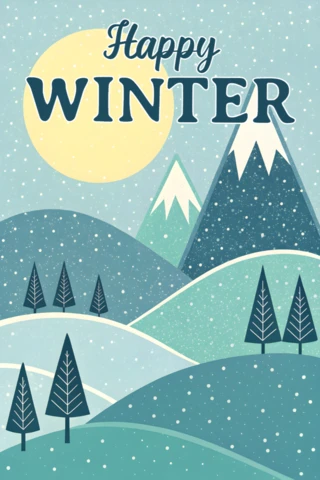 Plantilla de diseño de paisaje invernal para tarjetas de felicitación