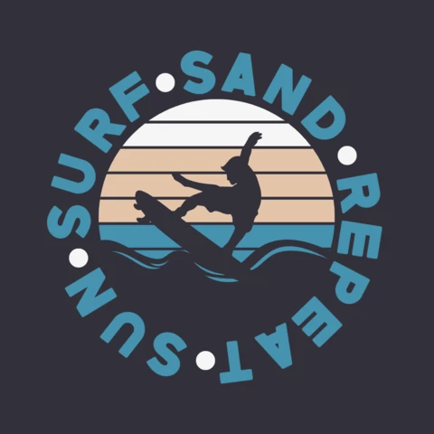 Retro Surfing Man Logo Design Template