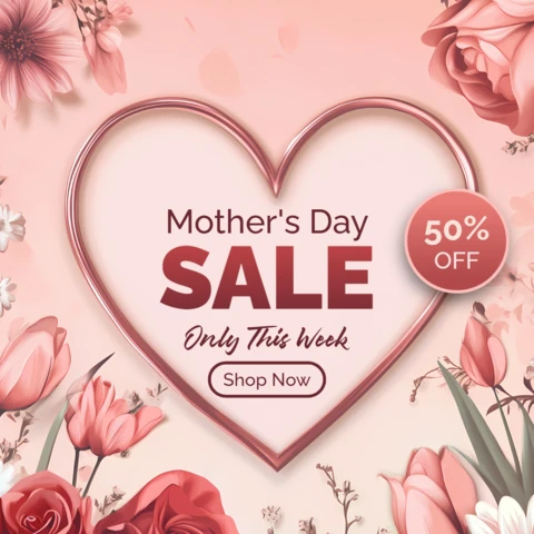 Floral Heart Design Template for Mother's Day Sale Promotion