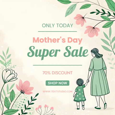 Floral Mother's Day Sale Template Design - Editable Promotional Graphic