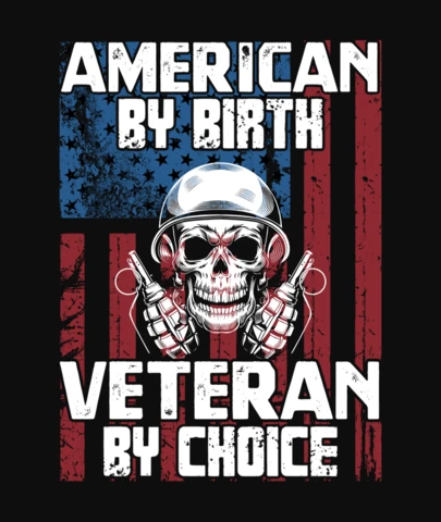 American Flag And Skull Veteran T-Shirt Design Template