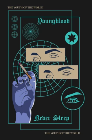 Diseño de plantilla artística con manos y ojos para mercancía de música