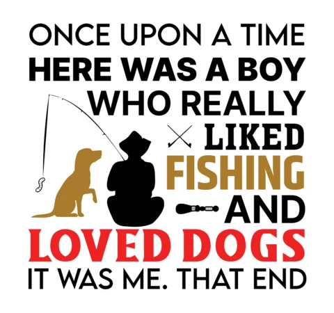 Fishing With Loved Dog T-Shirt Design Template