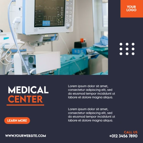 Plantilla de diseño para publicación en redes sociales de promoción de atención médica