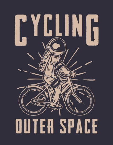 Modèle de conception de chemise vintage à vélo d'astronaute