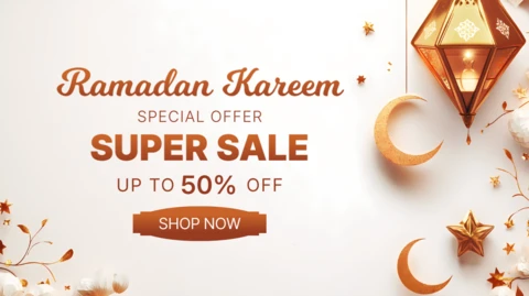Elegancki szablon sprzedaży ramadan kareem ze złotymi akcentami