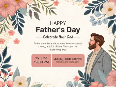 Editable Father's Day Celebration Template - Floral Design with Modern Aesthetic