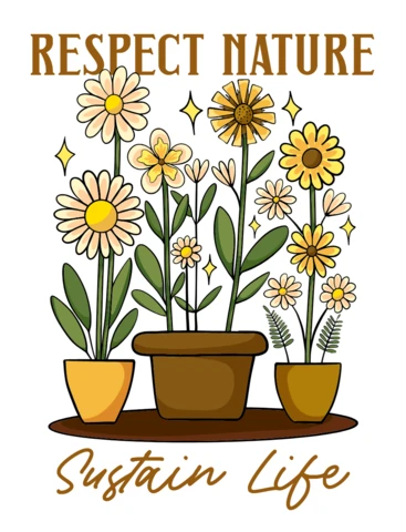 Respect Nature, Sustain Life Eco-Conscious T-Shirt Design Template