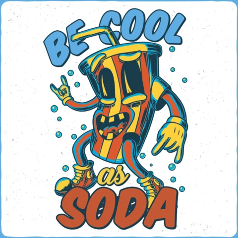 Be Cool As Soda Funny Character T-Shirt Design Template