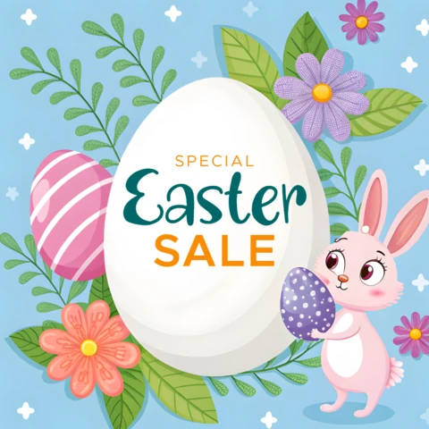 Plantilla de diseño de venta de Pascua caprichosa para promociones de primavera