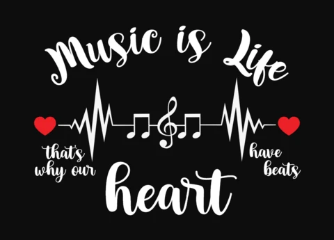 La música es vida plantilla de diseño de camiseta