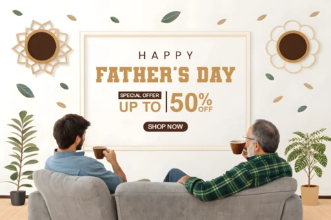 Editable Father And Son Template - Modern 3D Design with Special Offer
